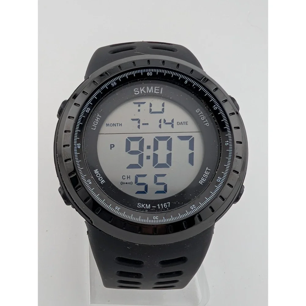 Skmei 1167 Men's Digital Watch‎ Black Resin Strap 50mm Case- New Battery